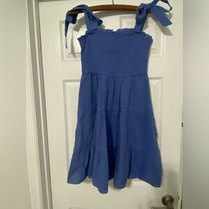 Smocked ruffle tiered mini dress